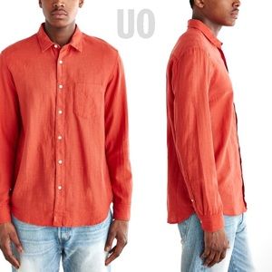UO Koto Long-Sleeve Slub Desert Button-Down Shirt